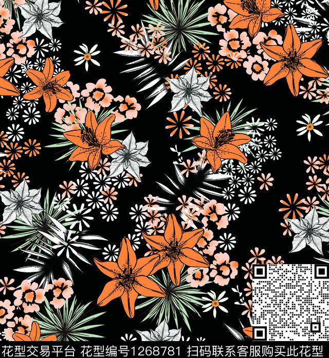 女装花卉绿植树叶传统印花华亿平台下载（图片编号: 1268781） - 瓦栏（Walan）