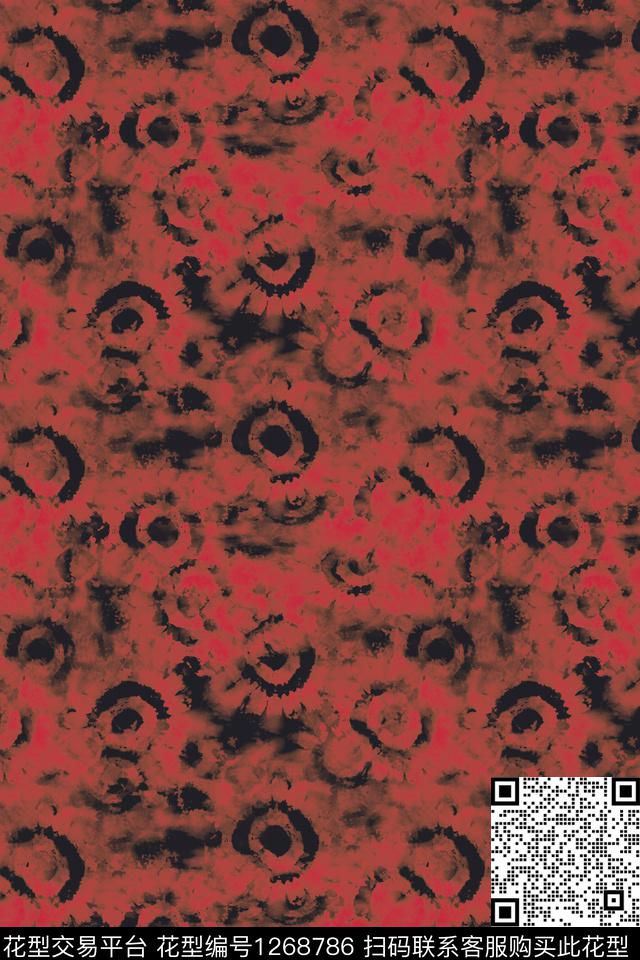 圆圈与波点扎染风格男装休闲花卉数码印花华亿平台下载（图片编号: 1268786） - 瓦栏（Walan）