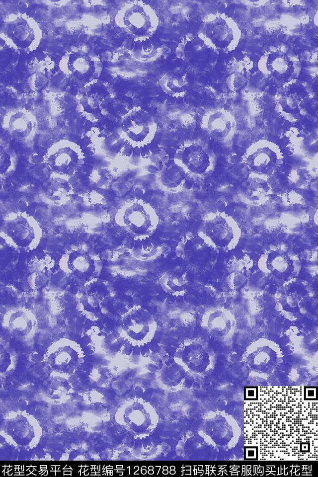 圆圈与波点扎染风格男装休闲花卉数码印花华亿平台下载（图片编号: 1268788） - 瓦栏（Walan）