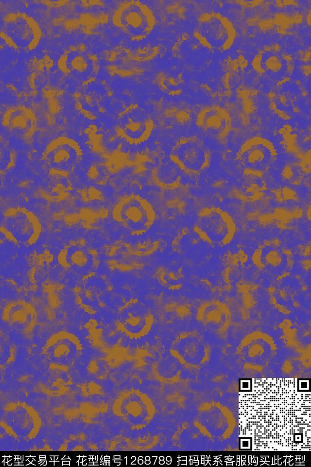 圆圈与波点扎染风格男装休闲花卉数码印花华亿平台下载（图片编号: 1268789） - 瓦栏（Walan）