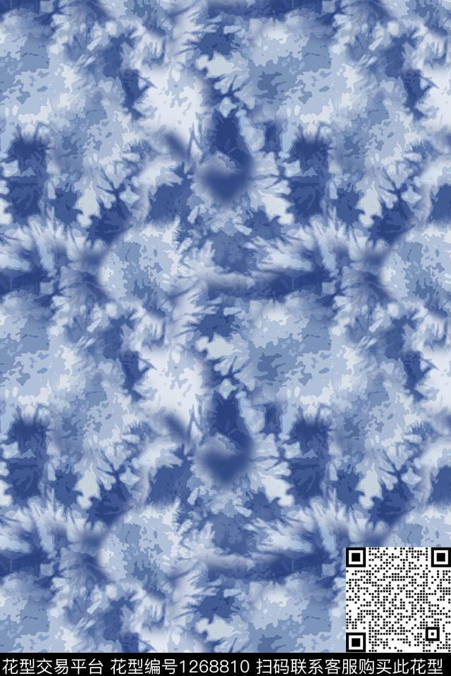 扎染风格男装休闲花卉炫彩梦幻数码印花华亿平台下载（图片编号: 1268810） - 瓦栏（Walan）