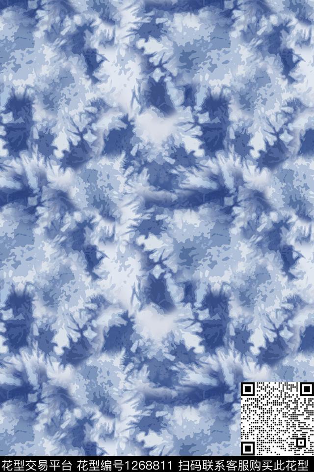 扎染风格男装休闲花卉炫彩梦幻数码印花华亿平台下载（图片编号: 1268811） - 瓦栏（Walan）