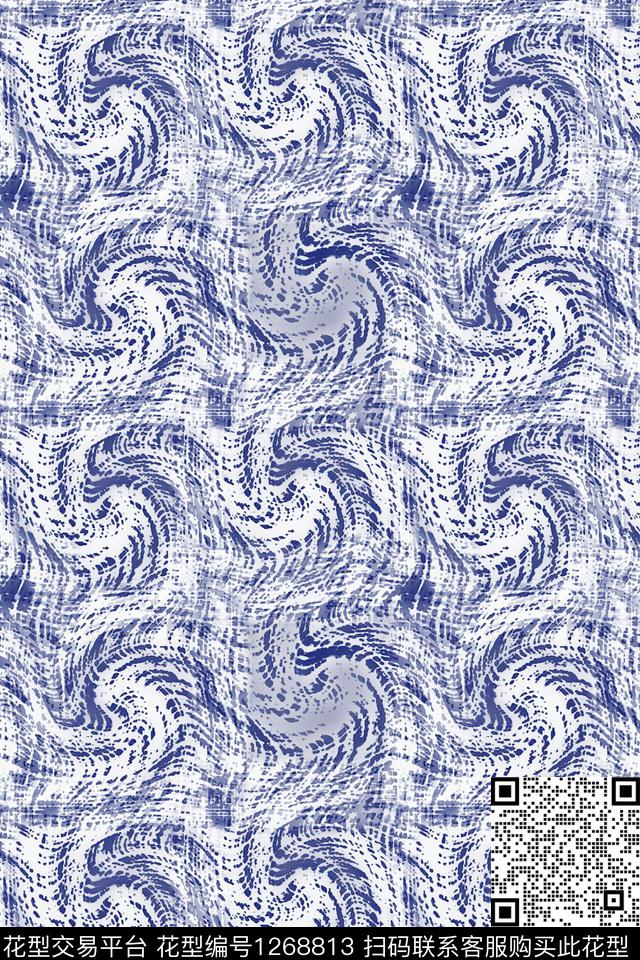 扎染风格男装休闲花卉旋转数码印花华亿平台下载（图片编号: 1268813） - 瓦栏（Walan）