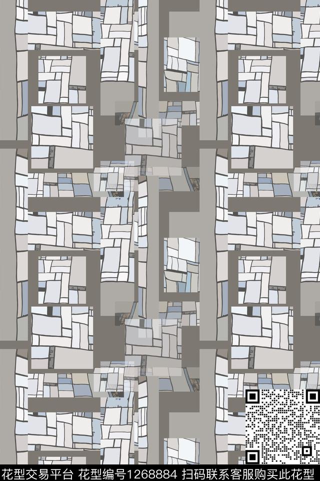 几何格子混搭渐变色彩数码印花华亿平台下载（图片编号: 1268884） - 瓦栏（Walan）