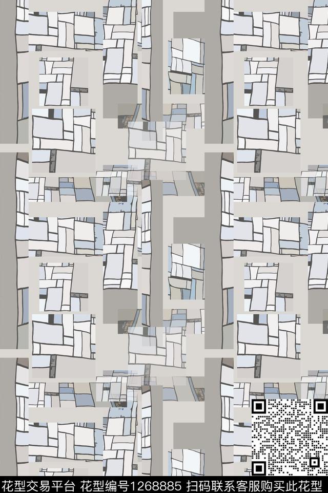 几何格子混搭渐变色彩数码印花华亿平台下载（图片编号: 1268885） - 瓦栏（Walan）