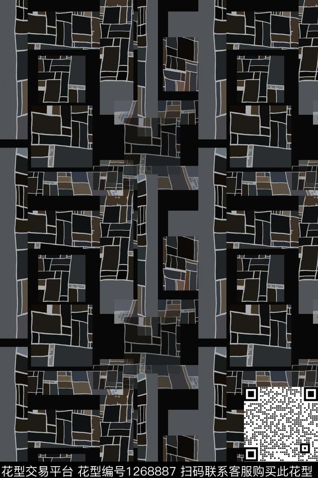 几何格子混搭渐变色彩数码印花华亿平台下载（图片编号: 1268887） - 瓦栏（Walan）