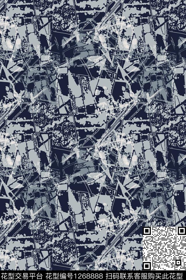 抽象肌理图案男装休闲花卉数码印花华亿平台下载（图片编号: 1268888） - 瓦栏（Walan）