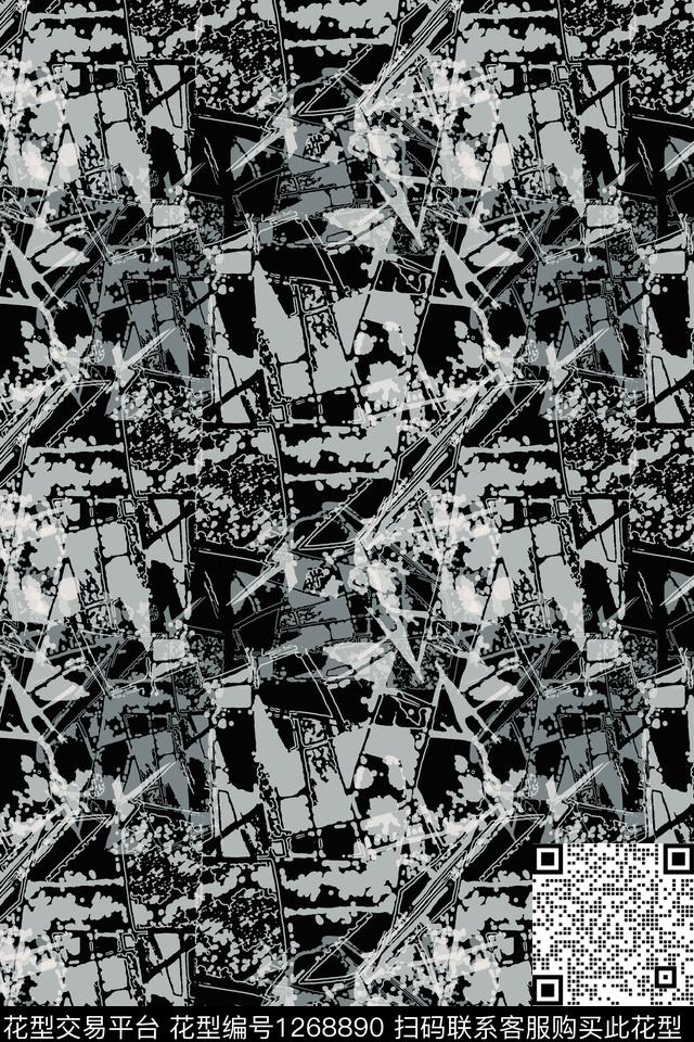 抽象肌理图案男装休闲花卉数码印花华亿平台下载（图片编号: 1268890） - 瓦栏（Walan）