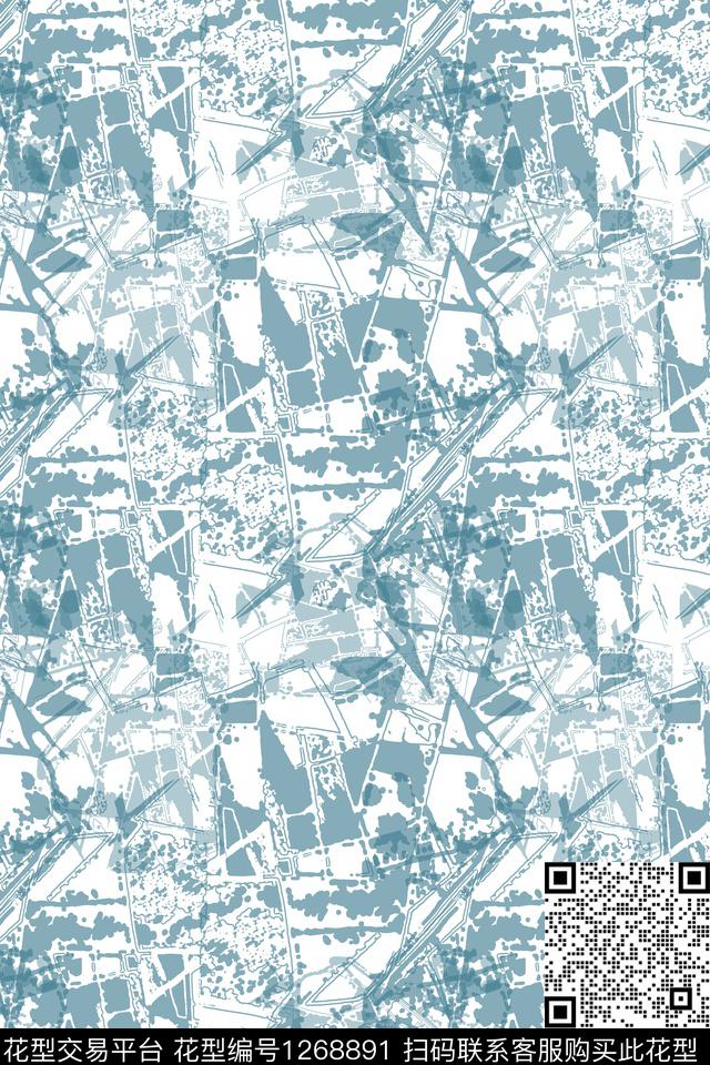 抽象肌理图案男装休闲花卉数码印花华亿平台下载（图片编号: 1268891） - 瓦栏（Walan）