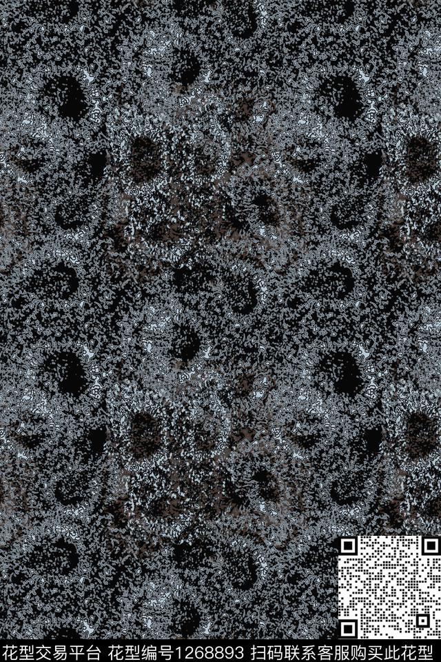 抽象肌理图案圆圈与波点数码印花华亿平台下载（图片编号: 1268893） - 瓦栏（Walan）