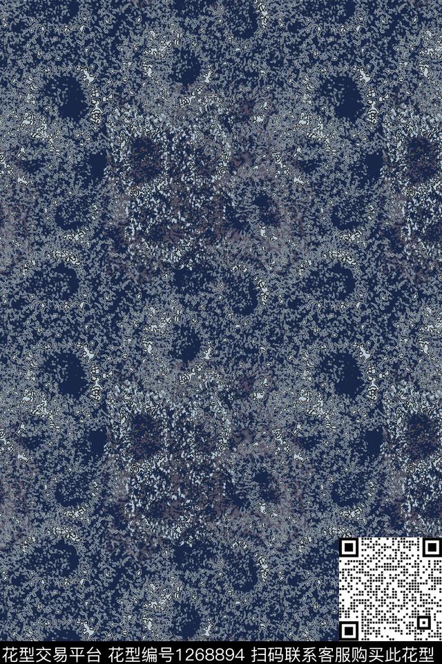 抽象肌理图案圆圈与波点数码印花华亿平台下载（图片编号: 1268894） - 瓦栏（Walan）