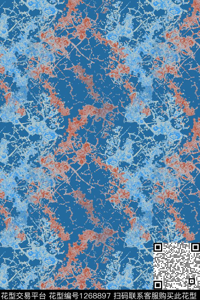 抽象肌理图案男装休闲花卉数码印花华亿平台下载（图片编号: 1268897） - 瓦栏（Walan）