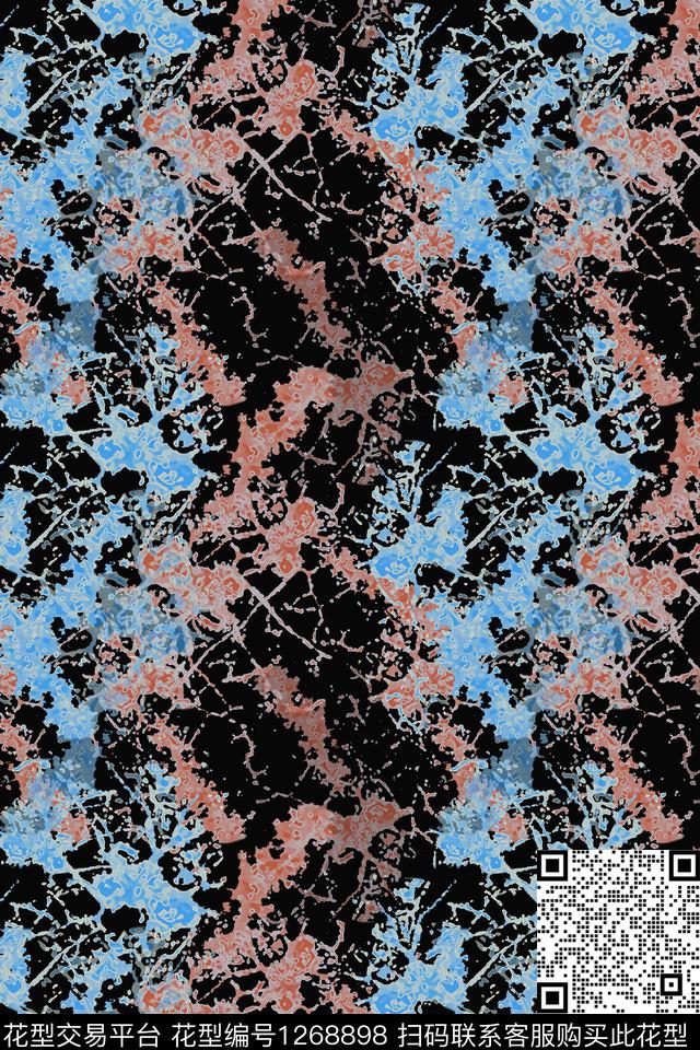 抽象肌理图案男装休闲花卉数码印花华亿平台下载（图片编号: 1268898） - 瓦栏（Walan）