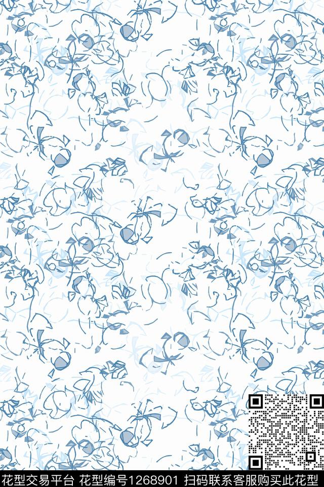 抽象肌理图案男装休闲花卉数码印花华亿平台下载（图片编号: 1268901） - 瓦栏（Walan）