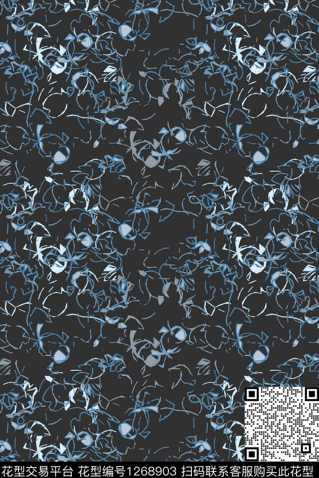 抽象肌理图案男装休闲花卉数码印花华亿平台下载（图片编号: 1268903） - 瓦栏（Walan）