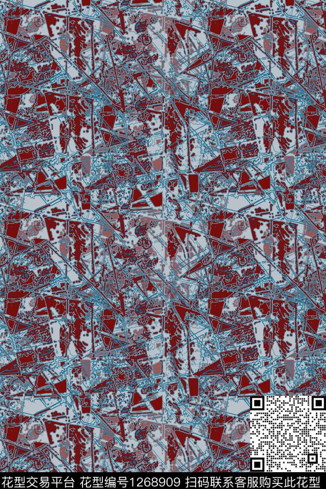 肌理图案抽象男装休闲花卉数码印花华亿平台下载（图片编号: 1268909） - 瓦栏（Walan）