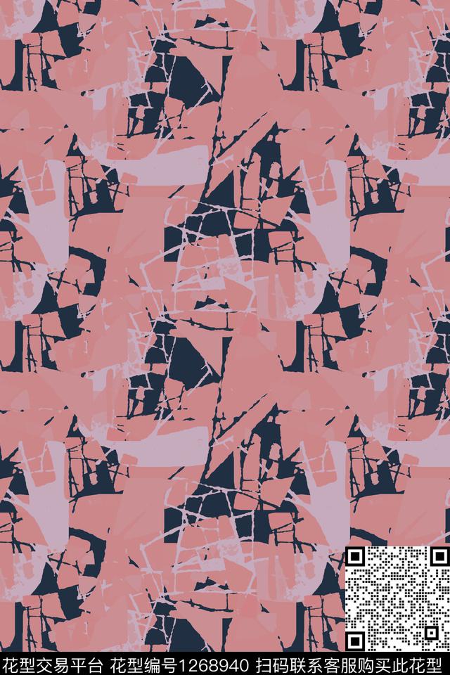 抽象肌理图案男装休闲花卉传统印花华亿平台下载（图片编号: 1268940） - 瓦栏（Walan）