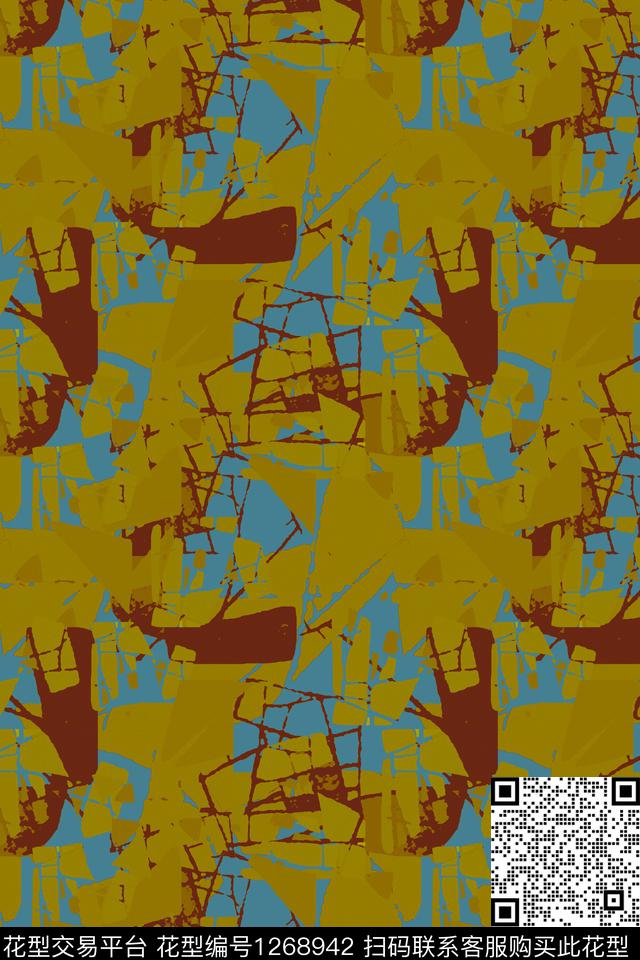 抽象肌理图案男装休闲花卉传统印花华亿平台下载（图片编号: 1268942） - 瓦栏（Walan）