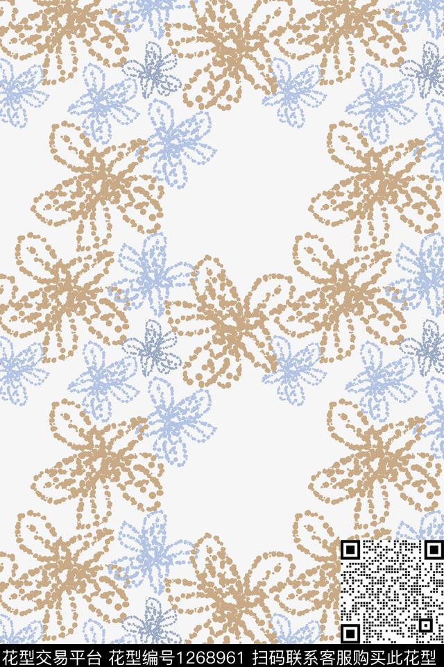 民族风图案手绘线条笔触男装休闲花卉传统印花华亿平台下载（图片编号: 1268961） - 瓦栏（Walan）