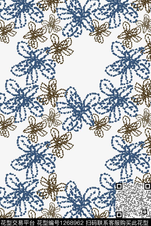 民族风图案手绘线条笔触男装休闲花卉传统印花华亿平台下载（图片编号: 1268962） - 瓦栏（Walan）