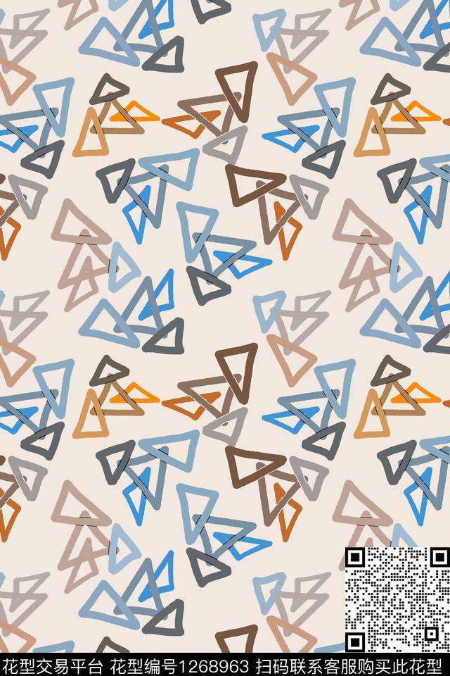 三角形几何密铺几何传统印花华亿平台下载（图片编号: 1268963） - 瓦栏（Walan）