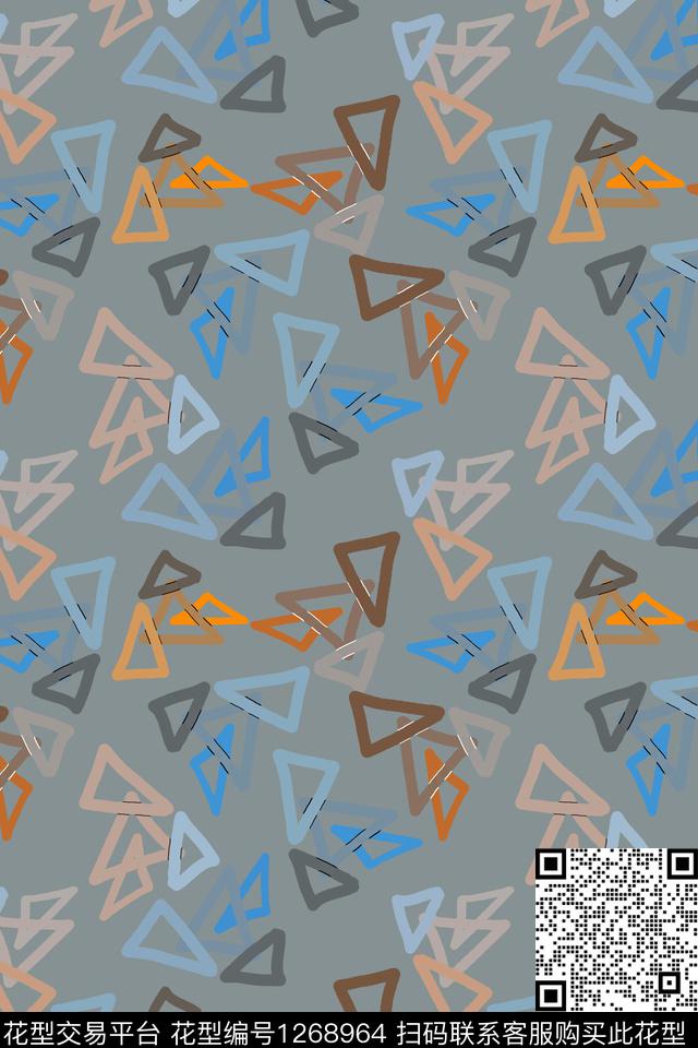 三角形密铺几何传统印花华亿平台下载（图片编号: 1268964） - 瓦栏（Walan）