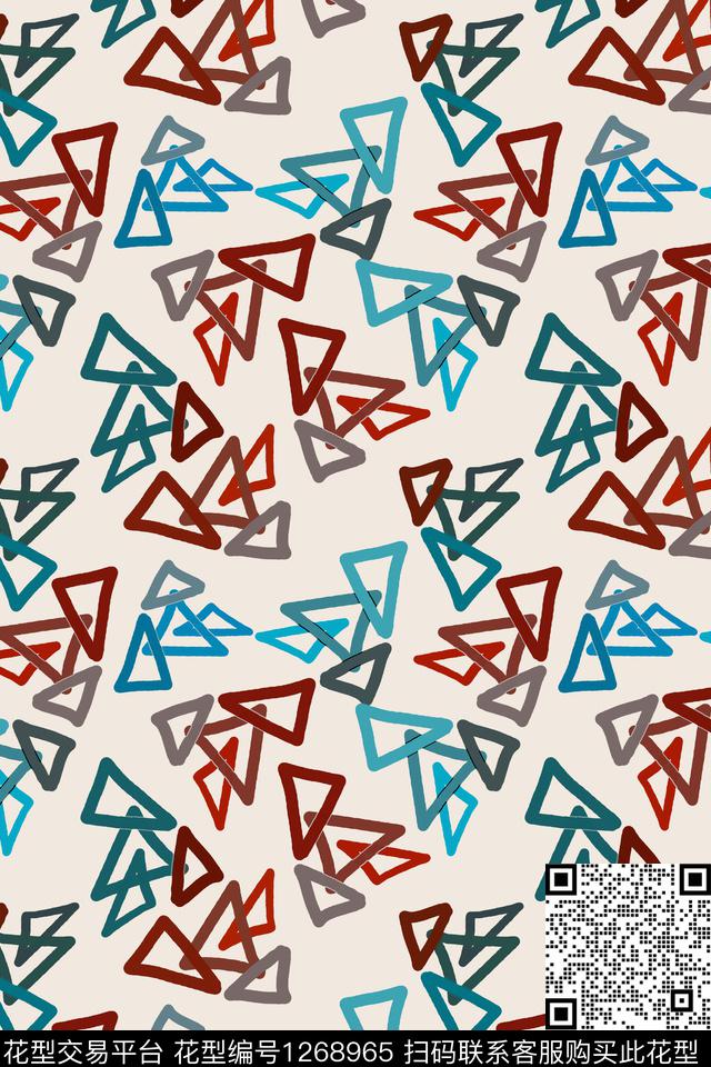 三角形几何密铺几何传统印花华亿平台下载（图片编号: 1268965） - 瓦栏（Walan）
