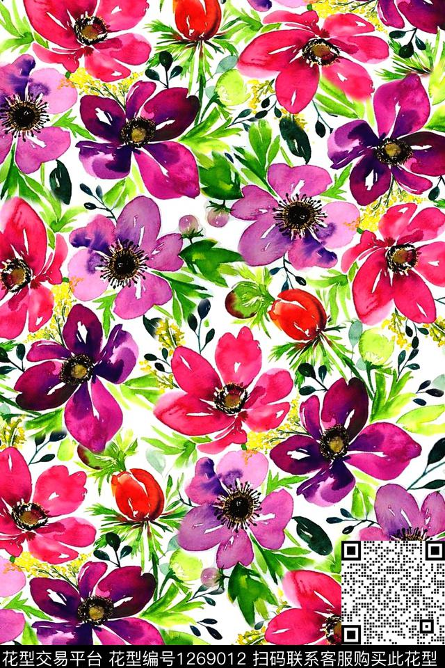 数码华亿平台花卉大牌风数码印花华亿平台下载（图片编号: 1269012） - 瓦栏（Walan）