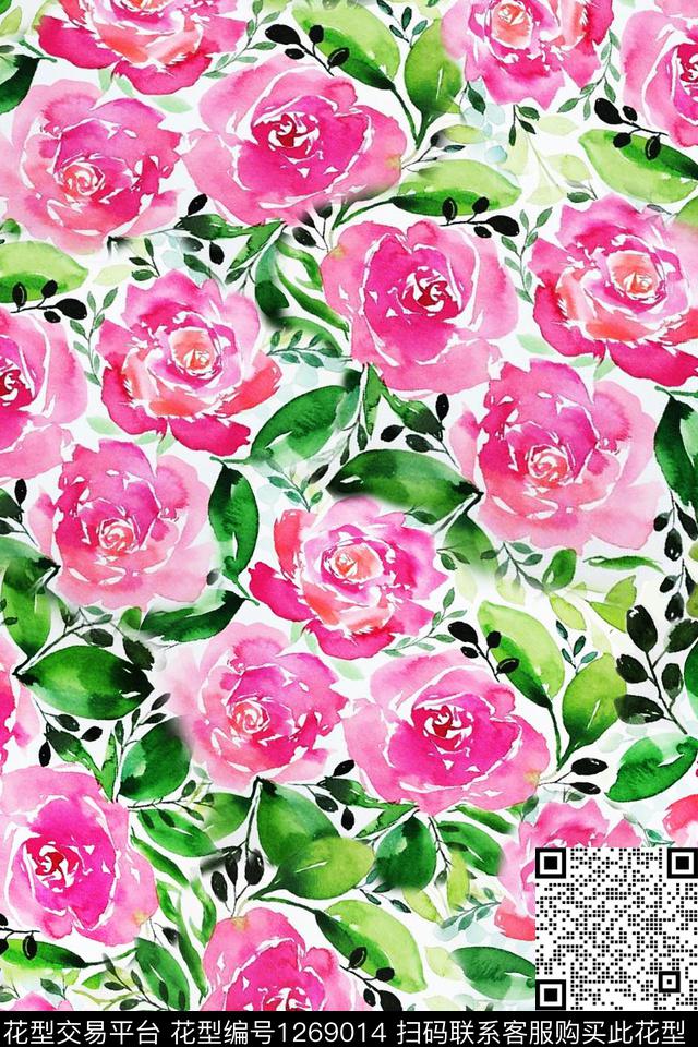 数码华亿平台花卉大牌风数码印花华亿平台下载（图片编号: 1269014） - 瓦栏（Walan）