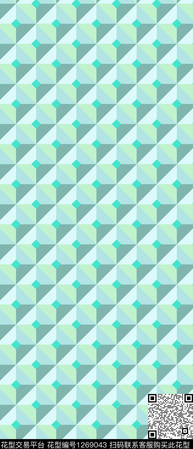 格子几何女装传统印花华亿平台下载（图片编号: 1269043） - 瓦栏（Walan）