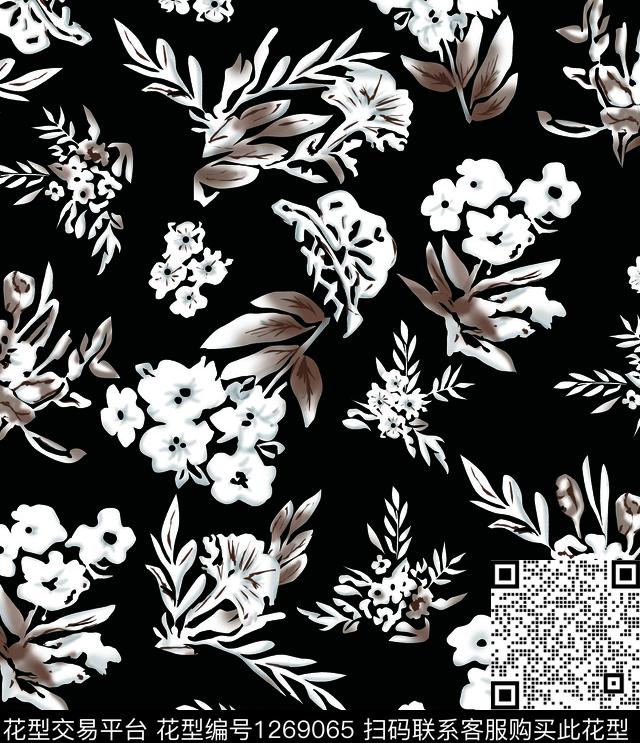 复古花卉大牌风数码印花华亿平台下载（图片编号: 1269065） - 瓦栏（Walan）