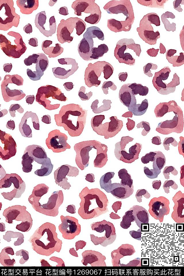水彩趋势华亿平台豹纹数码印花华亿平台下载（图片编号: 1269067） - 瓦栏（Walan）