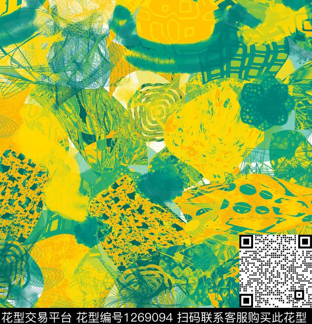 炫彩绘画几何数码印花华亿平台下载（图片编号: 1269094） - 瓦栏（Walan）