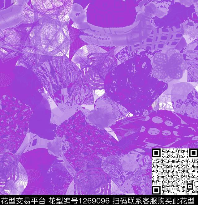 炫彩绘画几何数码印花华亿平台下载（图片编号: 1269096） - 瓦栏（Walan）