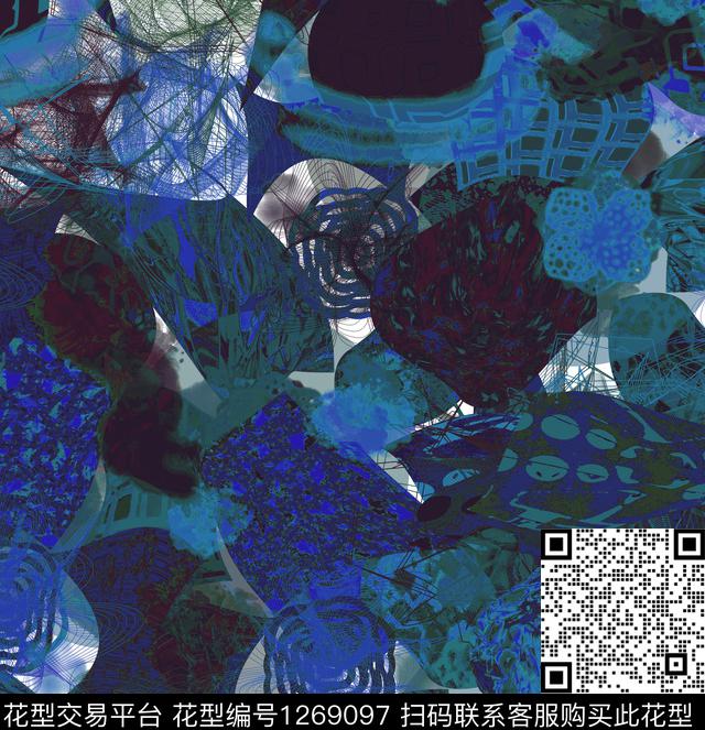 炫彩绘画几何数码印花华亿平台下载（图片编号: 1269097） - 瓦栏（Walan）