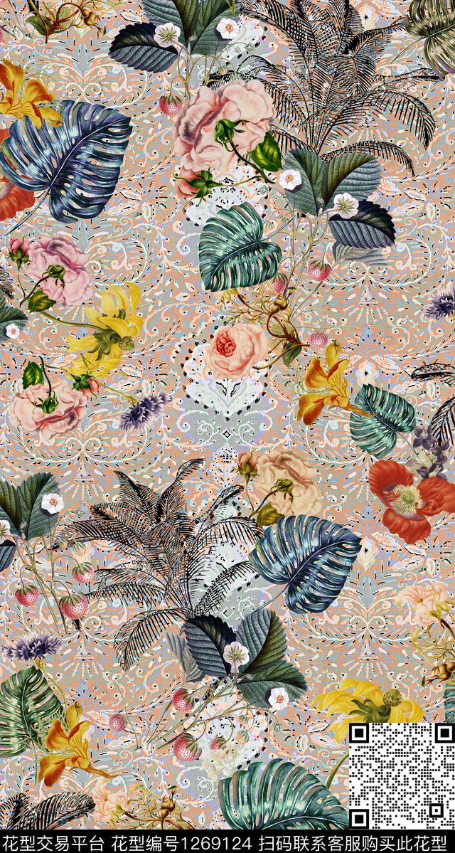 民族花卉热带华亿平台民族风数码印花华亿平台下载（图片编号: 1269124） - 瓦栏（Walan）
