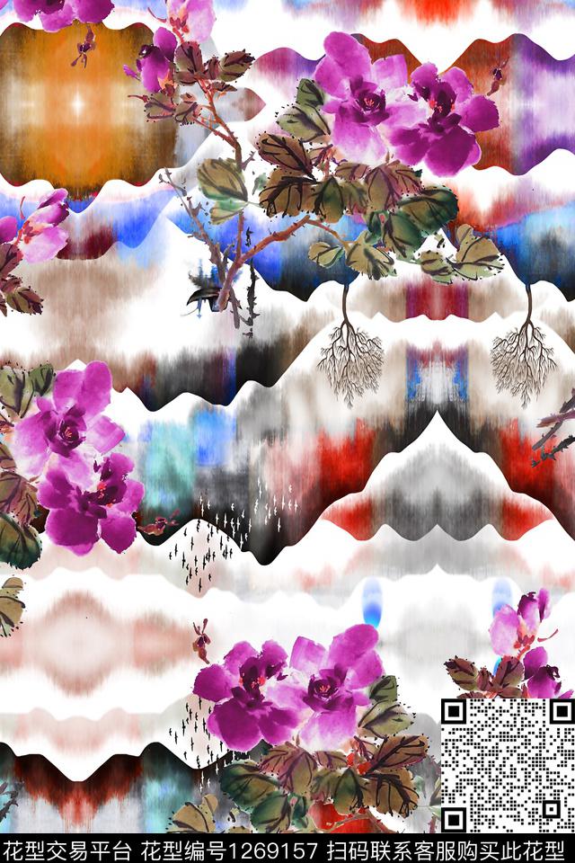 复古中国风水墨风数码印花华亿平台下载（图片编号: 1269157） - 瓦栏（Walan）