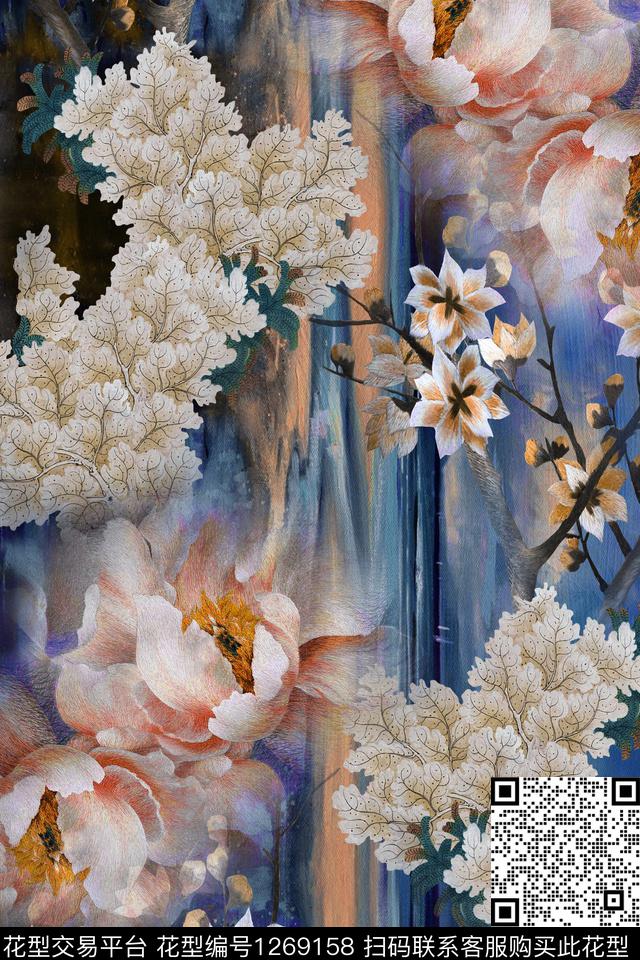 香云纱中国风中老年华亿平台数码印花华亿平台下载（图片编号: 1269158） - 瓦栏（Walan）