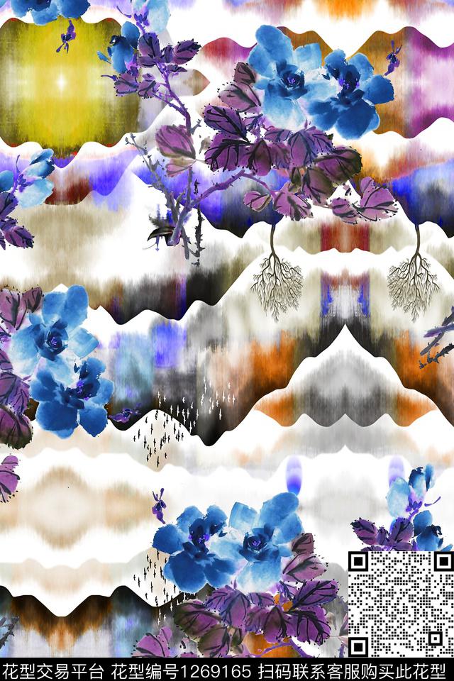 复古中国风水墨风数码印花华亿平台下载（图片编号: 1269165） - 瓦栏（Walan）