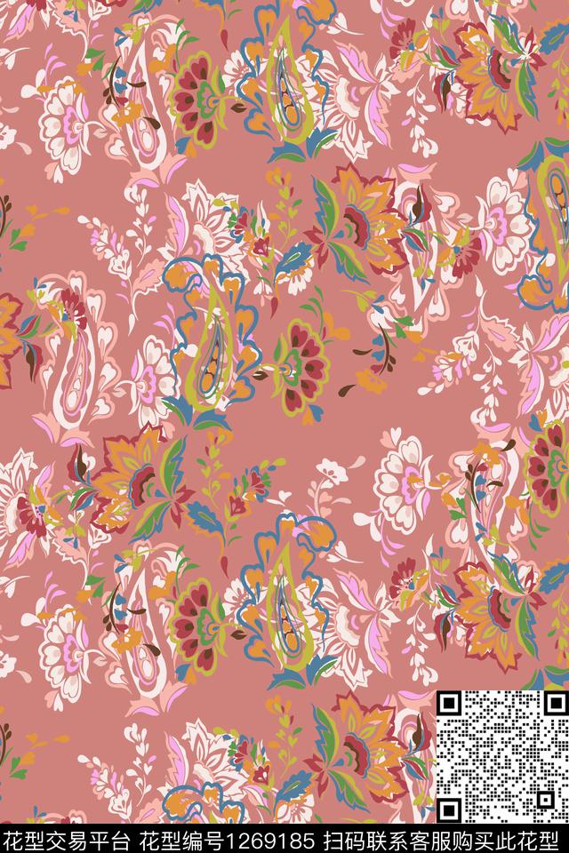 复古花卉民族风传统印花华亿平台下载（图片编号: 1269185） - 瓦栏（Walan）