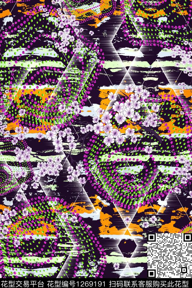 几何撞色抽象数码印花华亿平台下载（图片编号: 1269191） - 瓦栏（Walan）