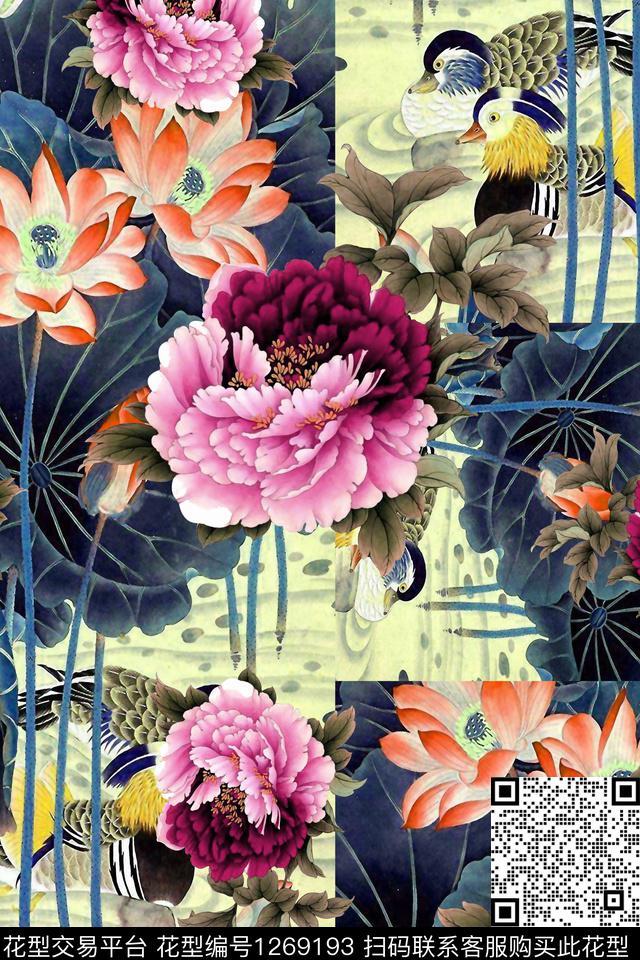 中国风水墨风国画数码印花华亿平台下载（图片编号: 1269193） - 瓦栏（Walan）