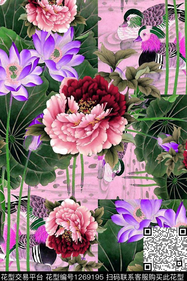 中国风水墨风国画数码印花华亿平台下载（图片编号: 1269195） - 瓦栏（Walan）