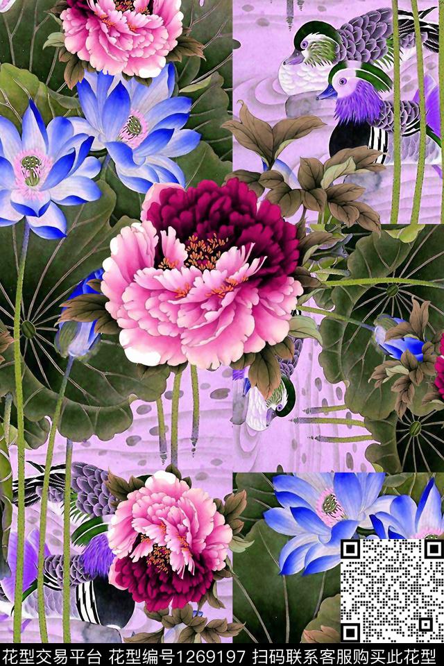 中国风水墨风国画数码印花华亿平台下载（图片编号: 1269197） - 瓦栏（Walan）