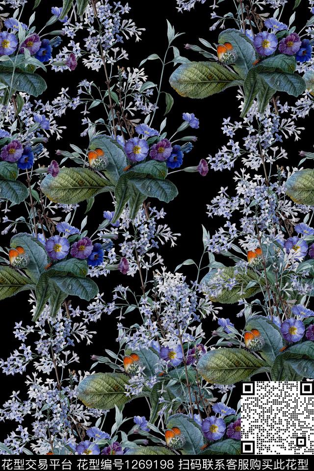 花卉绿植树叶小碎花数码印花华亿平台下载（图片编号: 1269198） - 瓦栏（Walan）