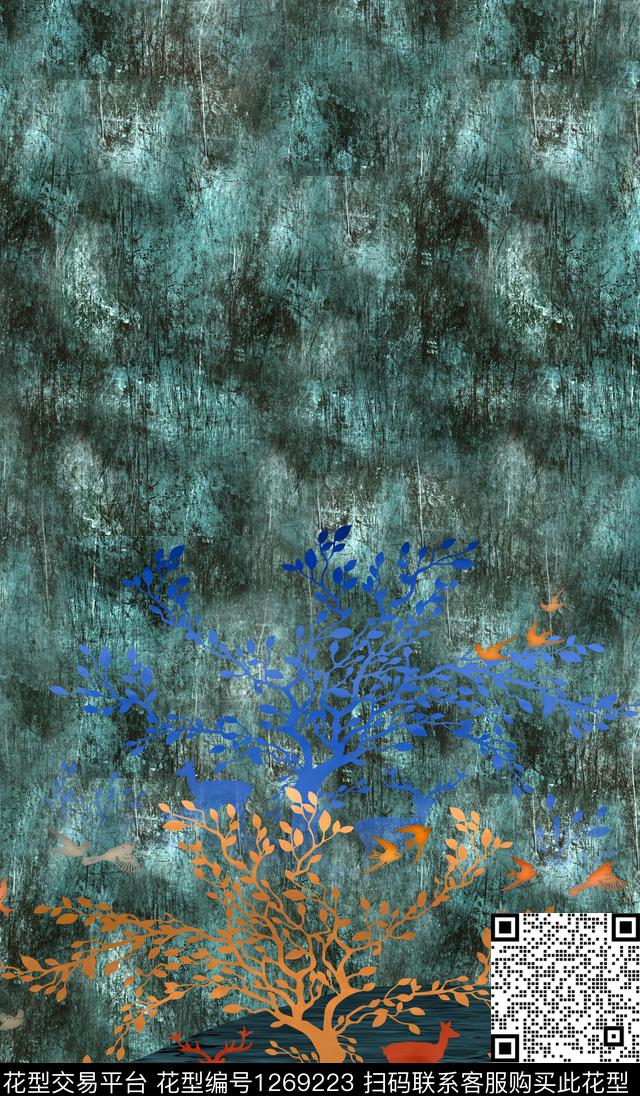 定位花水墨风民族风数码印花华亿平台下载（图片编号: 1269223） - 瓦栏（Walan）