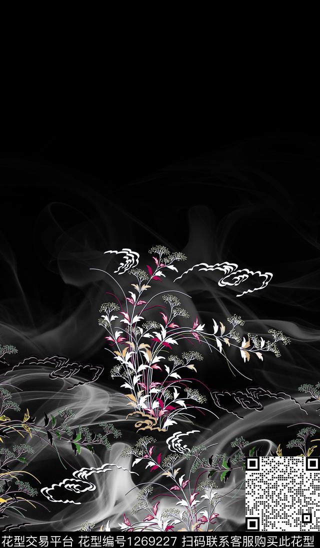 定位花水墨风民族风数码印花华亿平台下载（图片编号: 1269227） - 瓦栏（Walan）