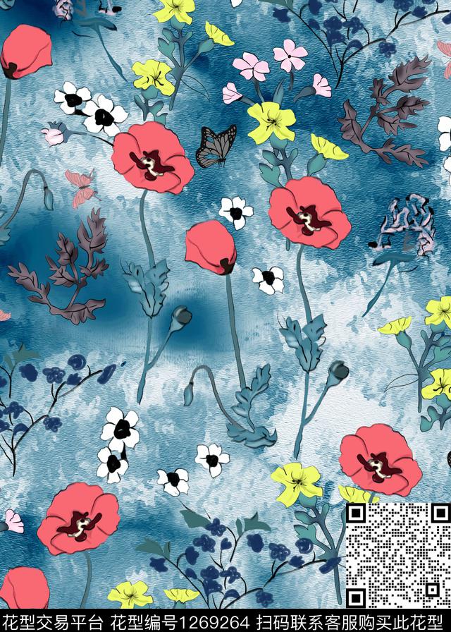 黄花虞美人简约数码印花华亿平台下载（图片编号: 1269264） - 瓦栏（Walan）