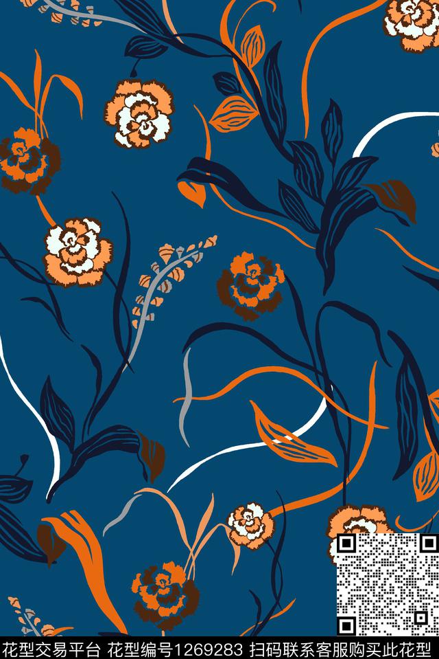 复古花卉大牌风传统印花华亿平台下载（图片编号: 1269283） - 瓦栏（Walan）
