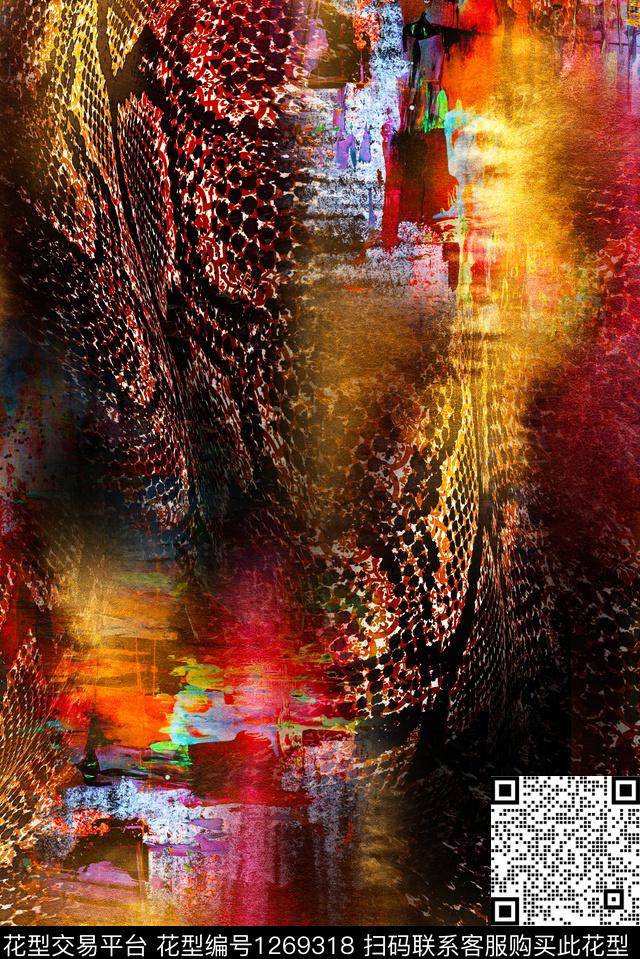抽象中老年朦胧花卉数码印花华亿平台下载（图片编号: 1269318） - 瓦栏（Walan）
